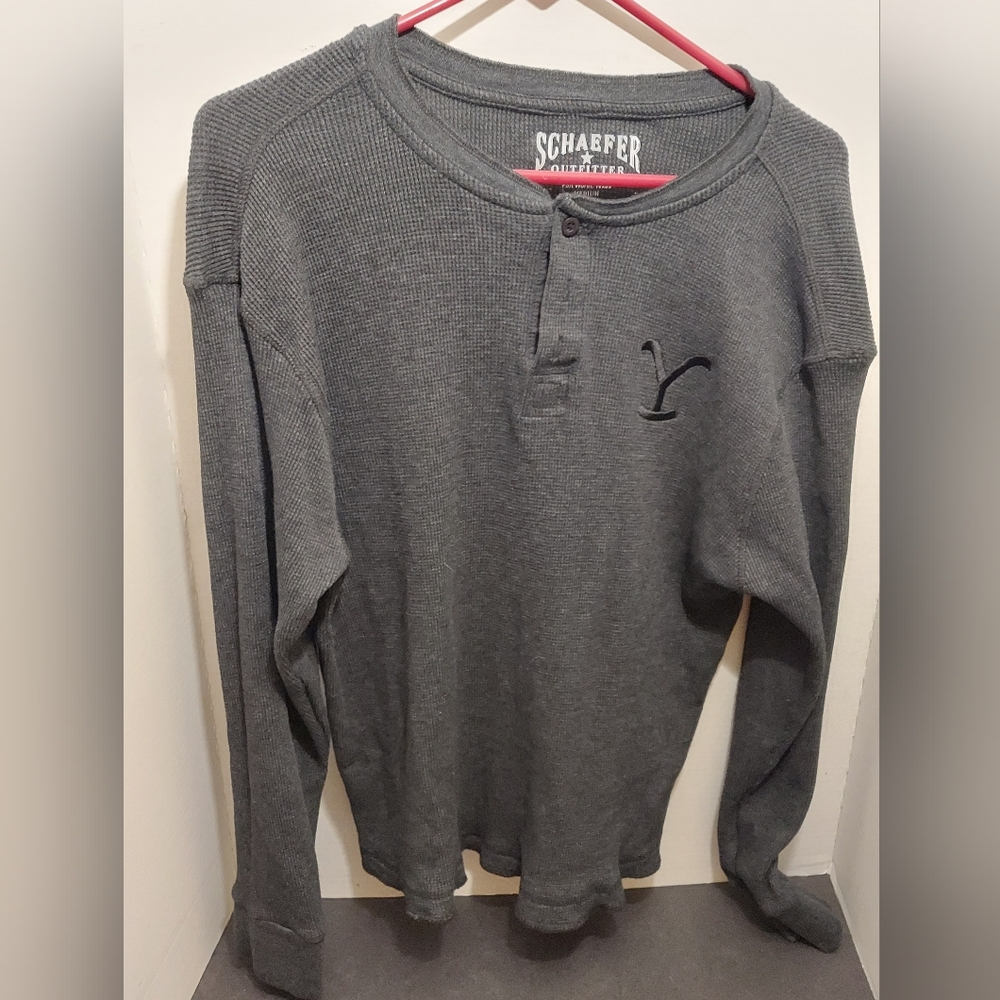 Schaefer Outfitters Mens Long Sleeve Button Up Henley Shirt Joe Rogan Fort Worth